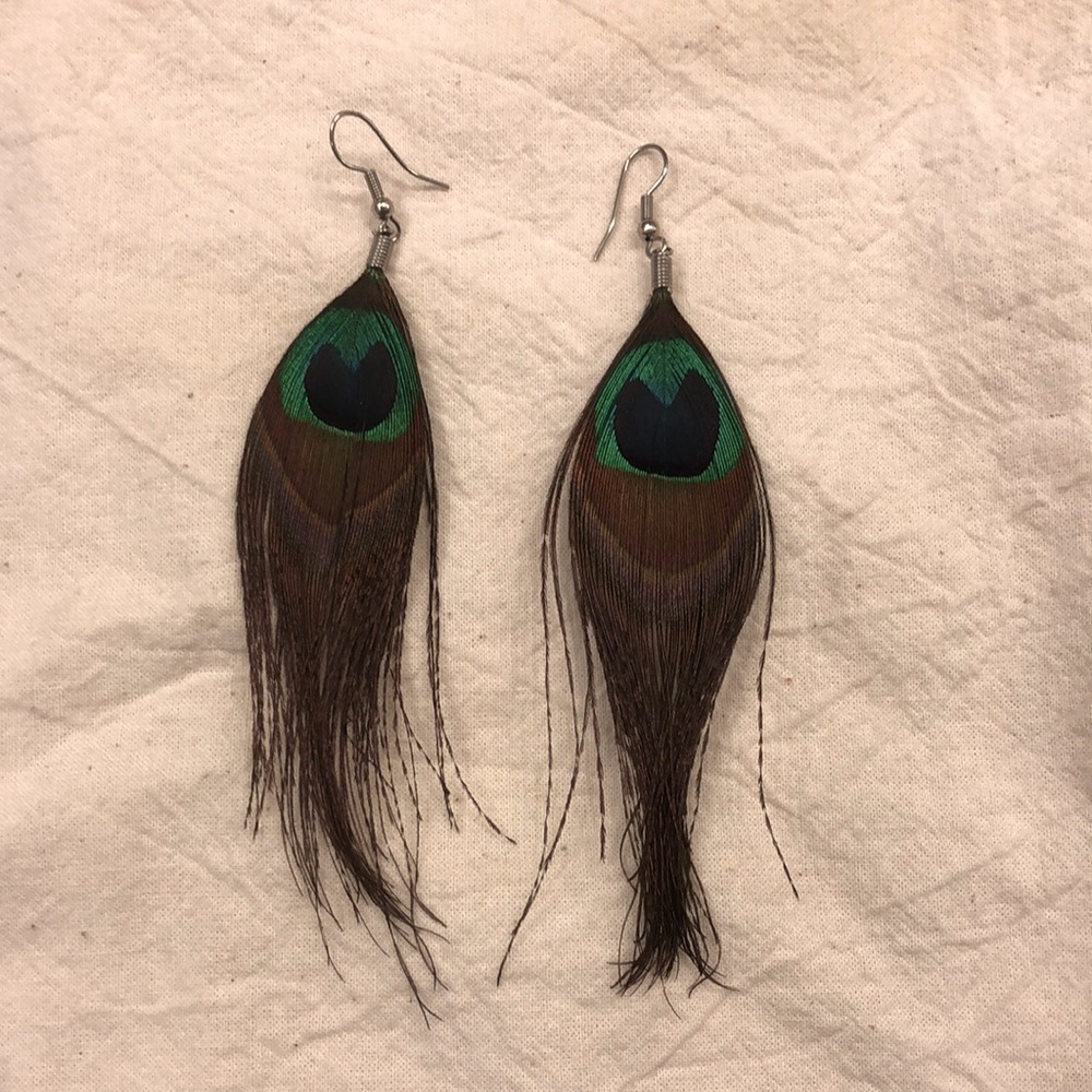 Peacock feather earrings